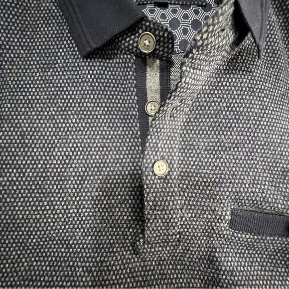 Ted Baker Collar Sweater Pullover Button 100% Cotton Navy Blue Size 5 (XL) - Picture 2 of 9